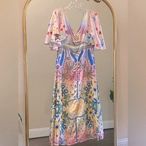 Oceanus Camille Satin Midi Dress Size XXL - Picture 6 of 16